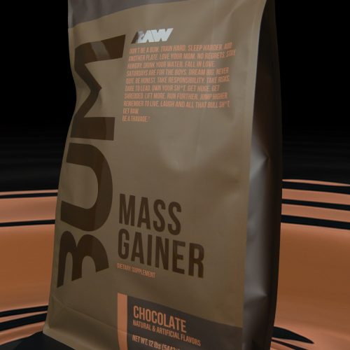 Rich chocolate mass gainer supplement for muscle building and weight gain.